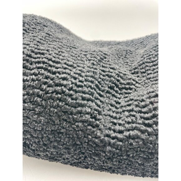 Vintage Victorian Style Poodle Fur Black Textured Hand Muff Warmer Satin Lining - Picture 2 of 6